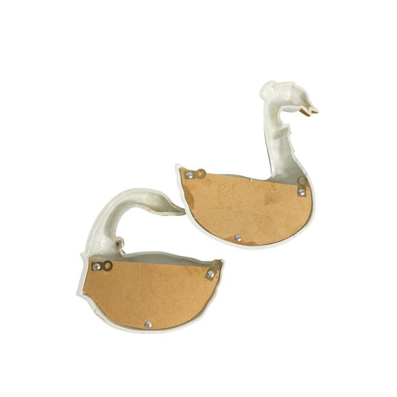 Burwood Prod. Co. Swan Wall Plaque Set 1987 Made In USA White & Blue - Picture 5 of 6